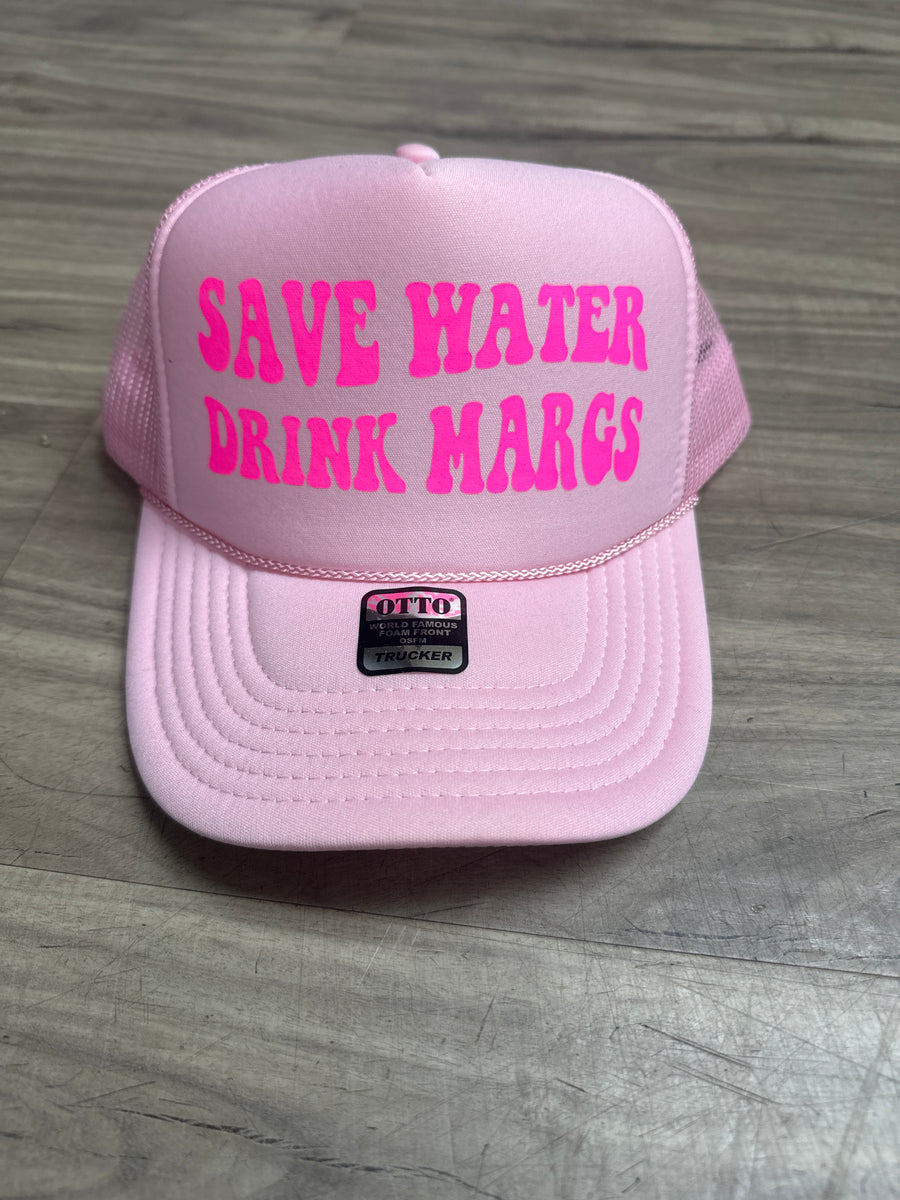 New! Pink Save Water Drink Margaritas Trucker Hat NWOT Pink Save Water Drink Margs Trucker Hat – Love KB main image 4