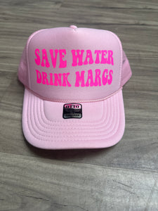 Save Water Drink Margs Bachelorette River Lake Trucker Hat Margarita Day Drinking