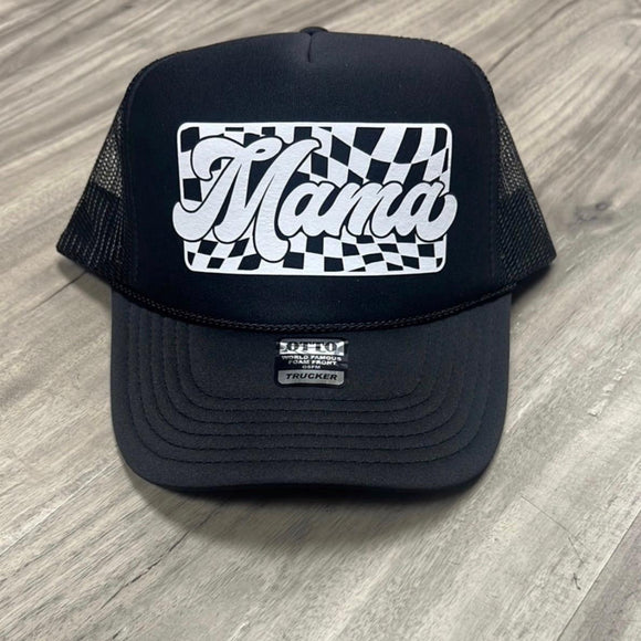 Checkered Mama Trucker Hat