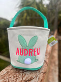 Easter Bunny Canvas Basket with Embroidered Name