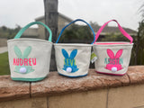 Easter Bunny Canvas Basket with Embroidered Name