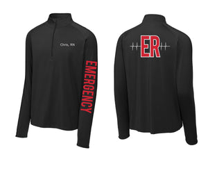 Emergency ER Rhythm 1/4 Zip Pullover Nursing MD Rn Doctor Embroidered Custom Personalized ER Tech ST850