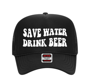 Save Water Drink Beer Bachelorette River Lake Trucker Hat Boat Day Drinking