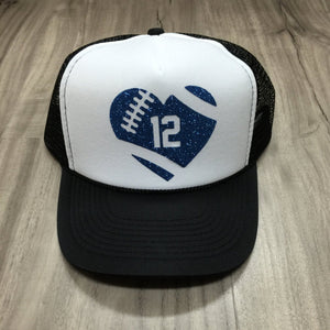 Football Mom Heart Number Trucker Hat