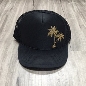 Palm Trees Glitter Trucker Hat