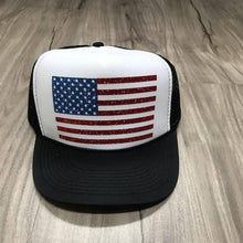 Load image into Gallery viewer, American Flag Trucker Hat 2-Color Glitter Flag