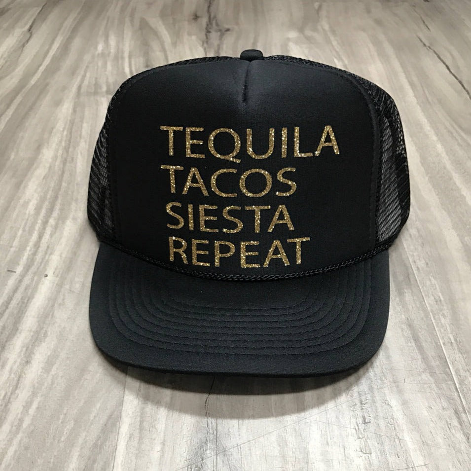 Tequila Tacos Siesta Repeat Trucker Hat