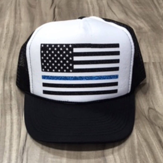 Thin Blue Line Police Trucker Hat